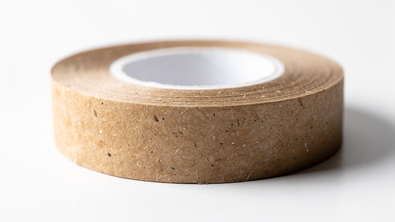 Close-up of kraft paper gummed tape roll