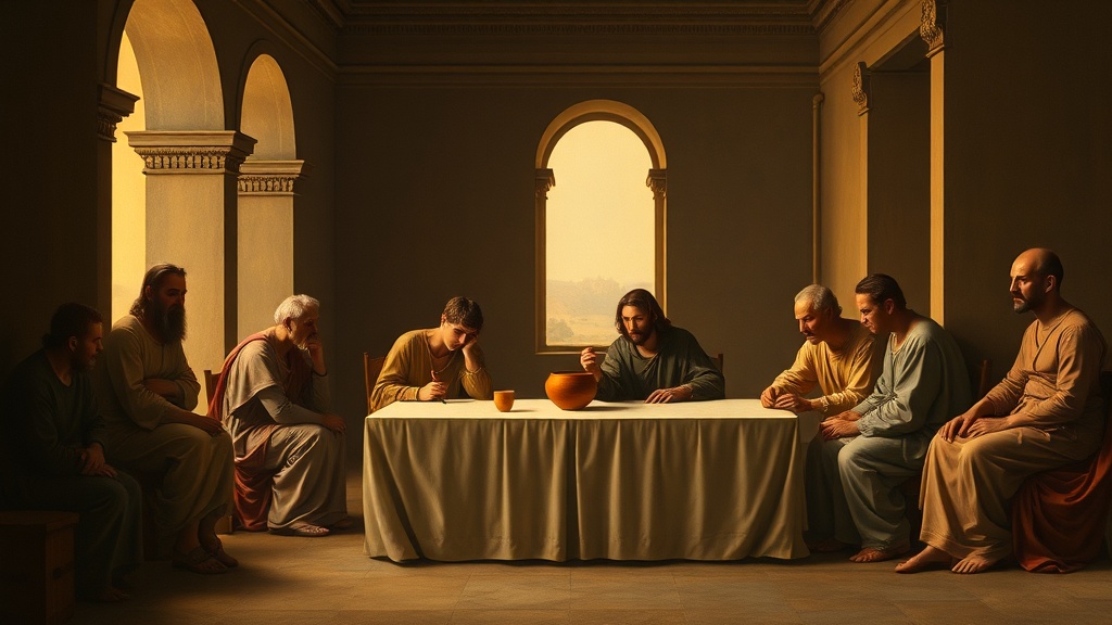 A contemplative allegorical scene