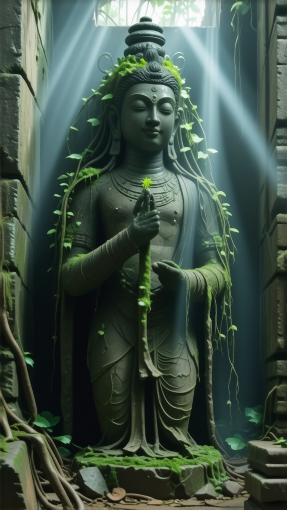 prompt-cinematic-close-up-of-a-moss-covered-stone-x0f7uv64ft