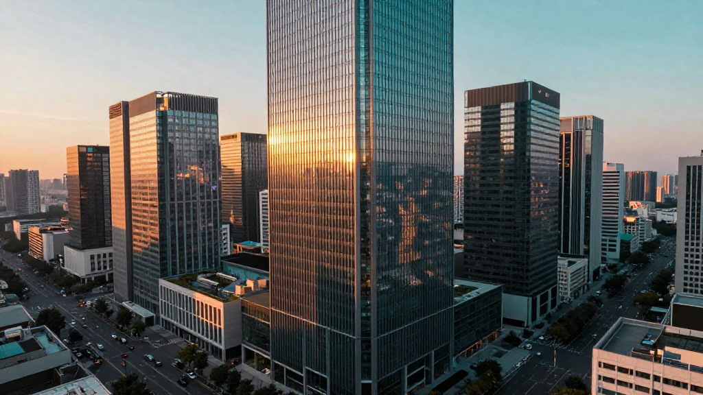 City skyline at golden hour