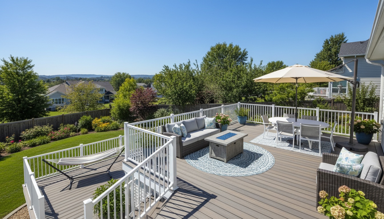 Finished composite deck with aluminum railing