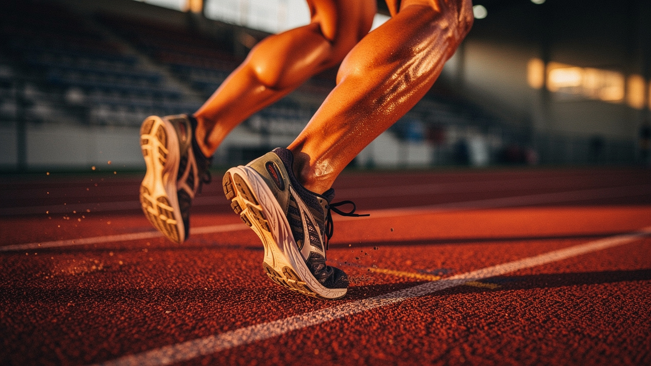 Athlete training on track demonstrating exercise performance
