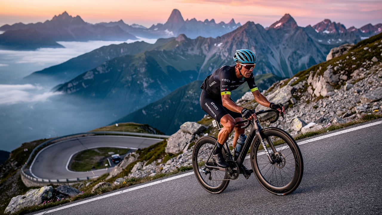 Endurance cyclist climbing mountain demonstrating aerobic capacity