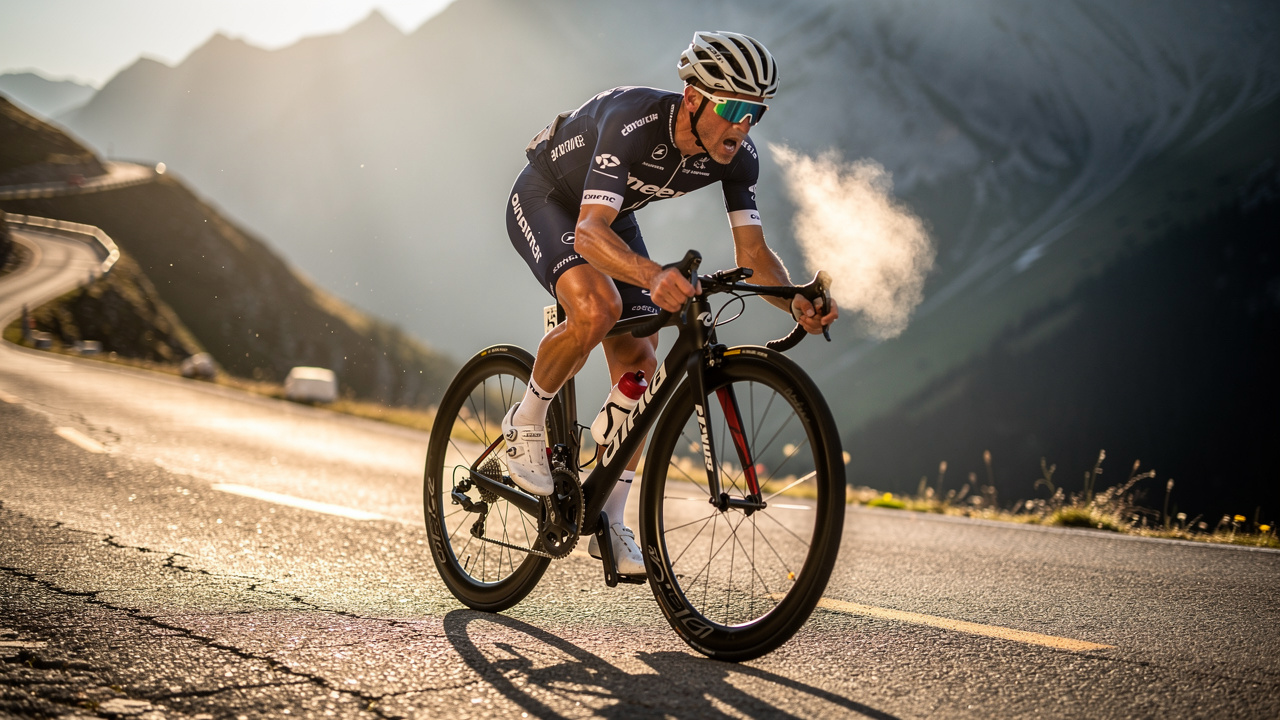 Cyclist performing high-intensity aerobic exercise training