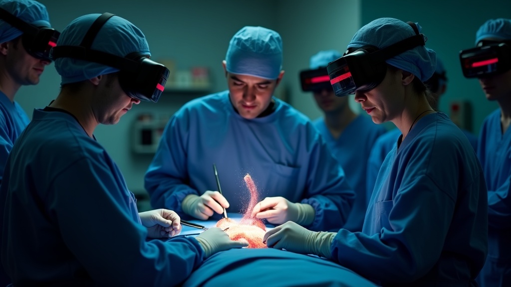 Médicos utilizando el sistema mSurgery en una sesión de formación inmersiva