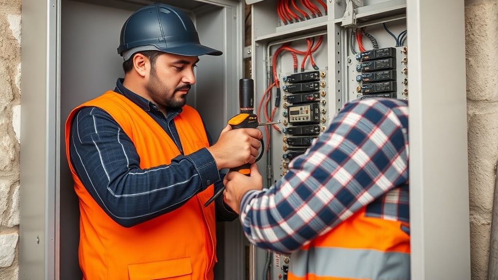 Técnico da Staff Seekers a realizar inspeção elétrica com equipamento Fluke para certificação CERTIEL