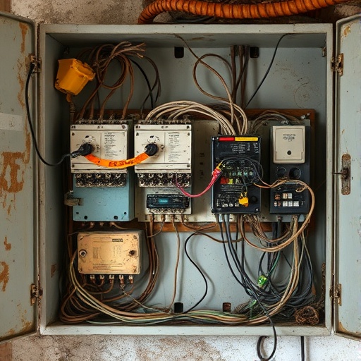 Quadro elétrico antigo com fusíveis de porcelana desatualizados e perigosos numa casa em Trás-os-Montes