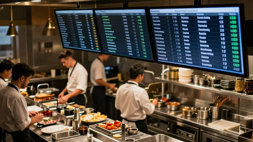 Kitchen workflow with digital order display