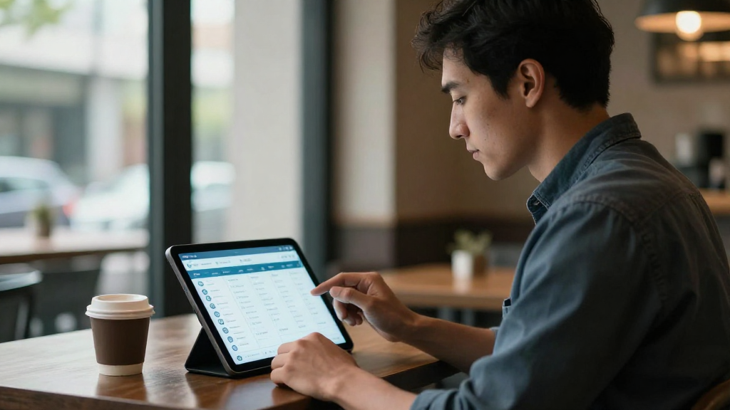 Manager reviewing dashboard on tablet