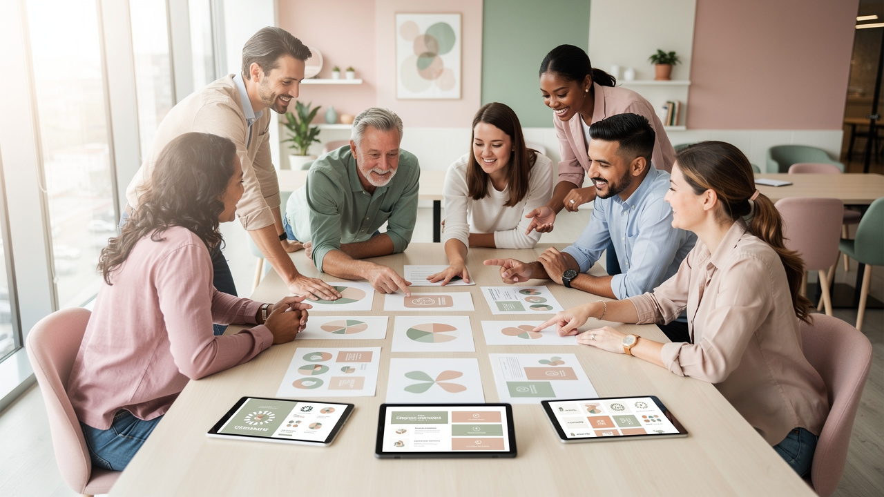 Business team testing and reviewing loyalty program names