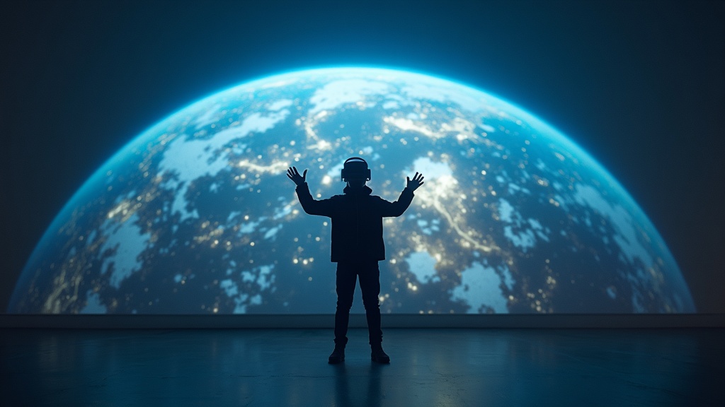 Persona disfrutando de la experiencia de viaje con Google Earth VR en Virtua Barcelona