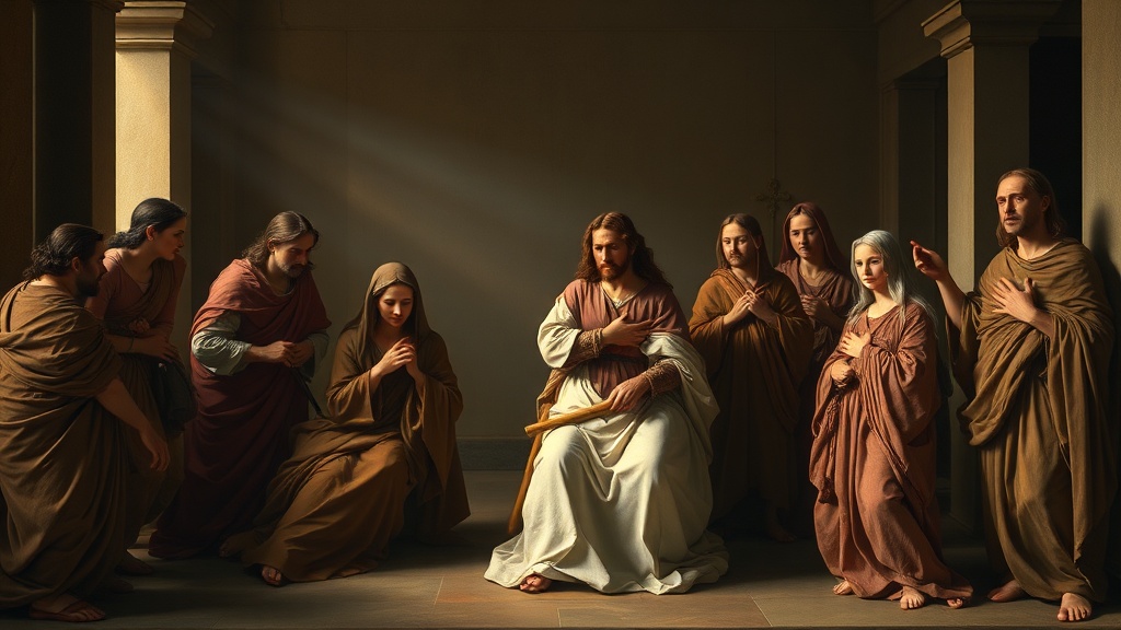 A serene, allegorical religious scene in the style of Leonardo da Vinci, suggesting renewal and transformation