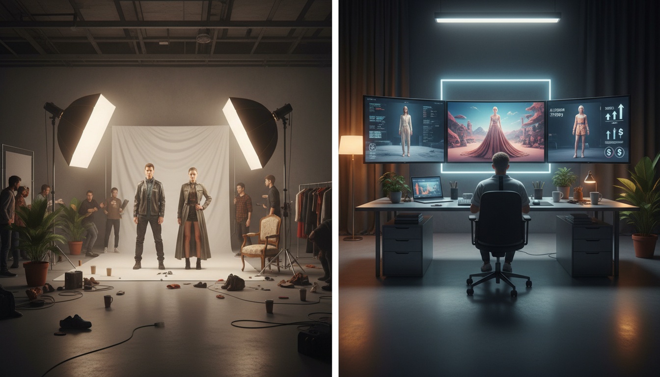 Traditional fashion photoshoot setup