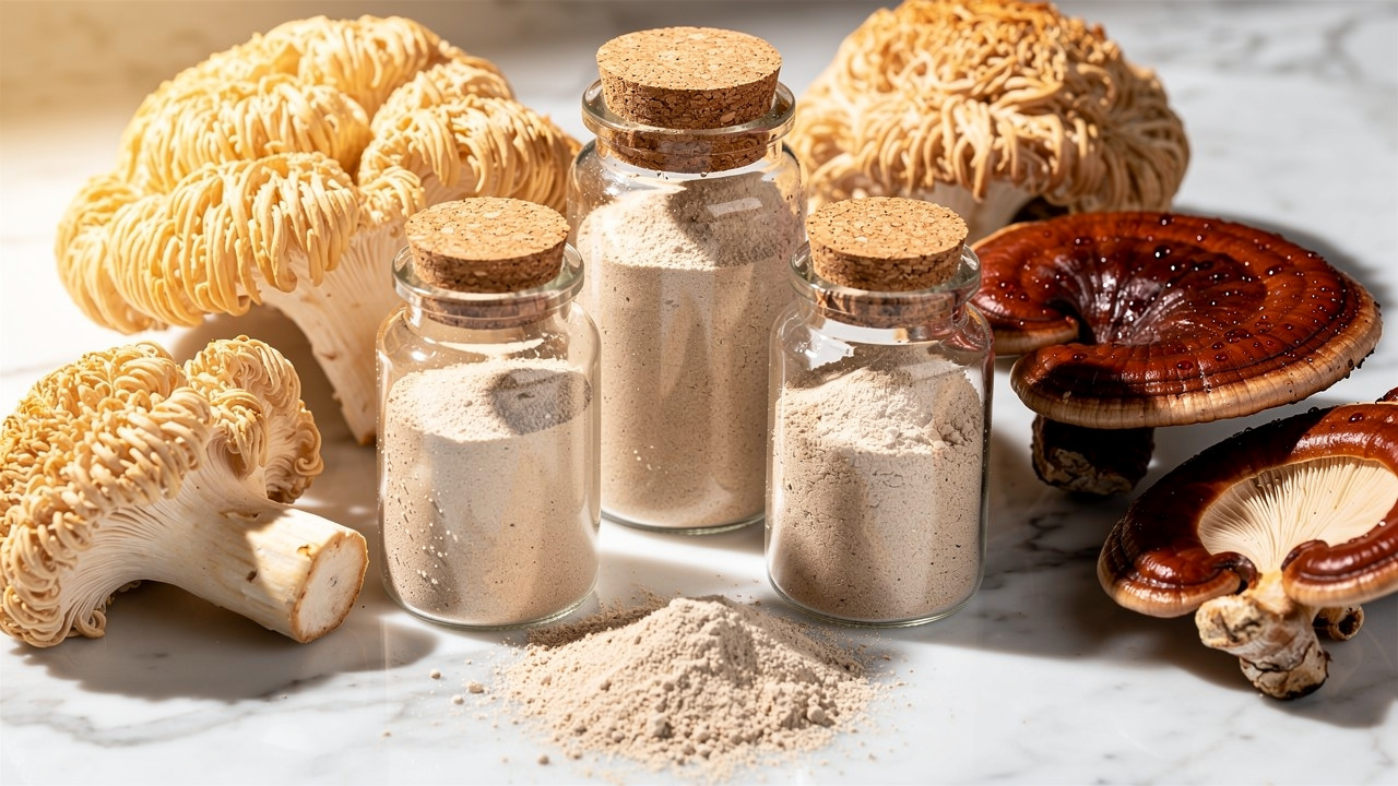 Lion's mane and reishi functional mushrooms for cognitive support stacking