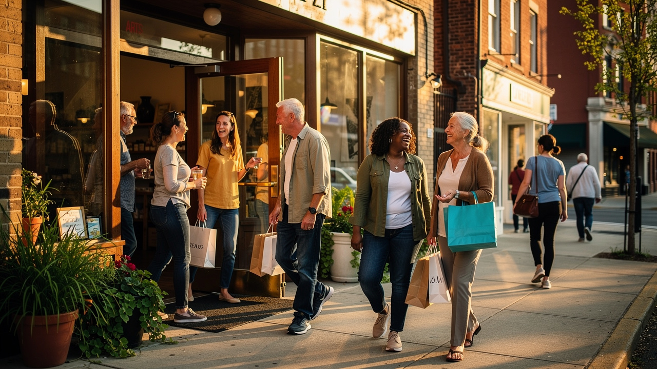 Happy customers visiting their favorite local business