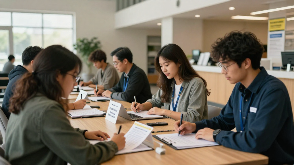 Volunteer registration desk at a community center