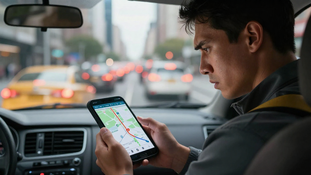 Frustrated driver with stalled route