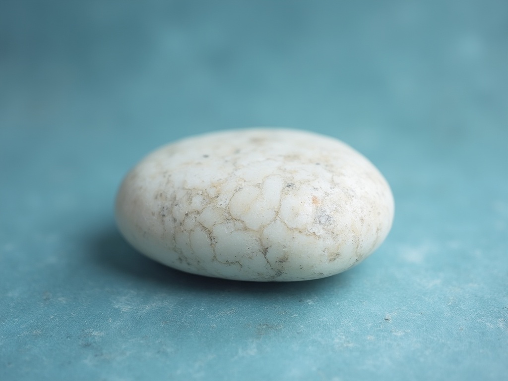 single-smooth-river-stone-on-dusty-blue-background-a2oyv88c9