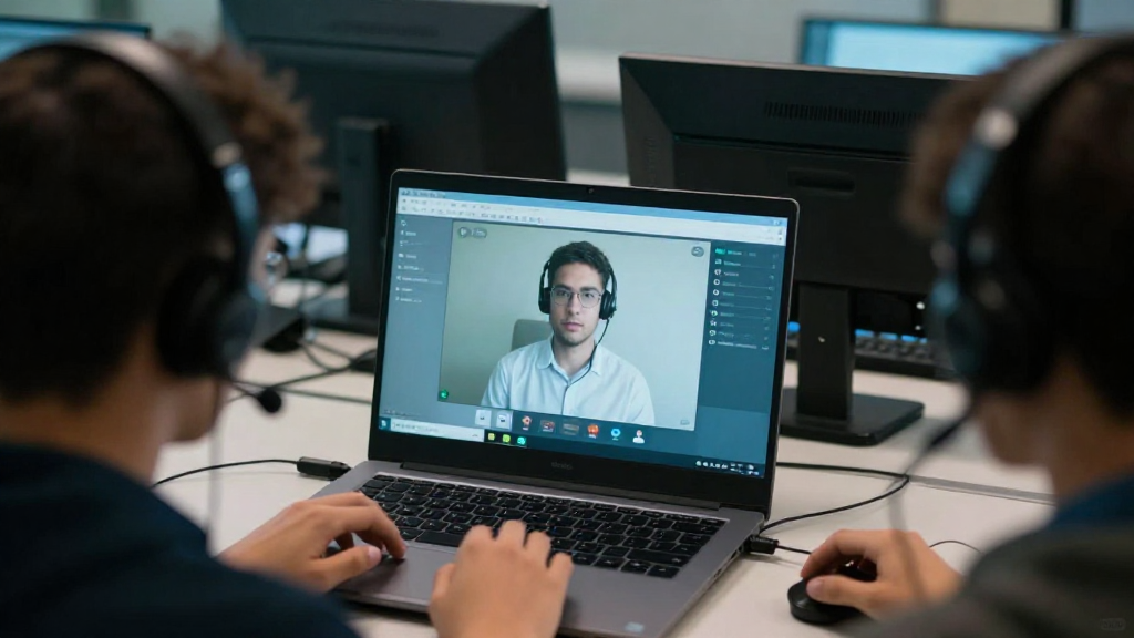 University computer lab with live proctoring interface