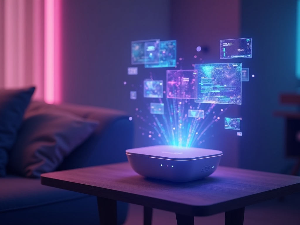 Pack de tres unidades de eero Pro 6E en un entorno doméstico moderno y luminoso