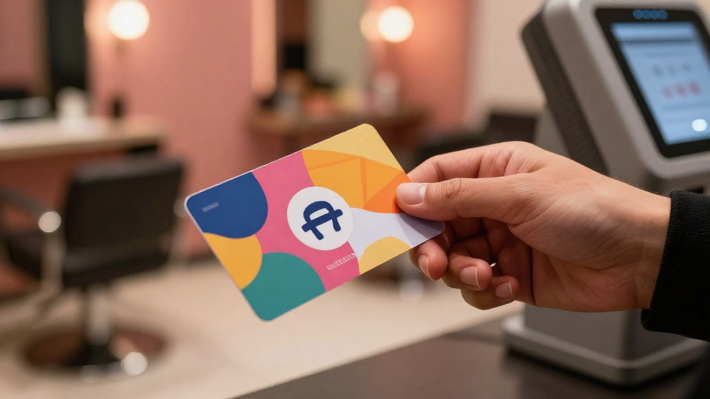 Loyalty card being scanned at a salon kiosk