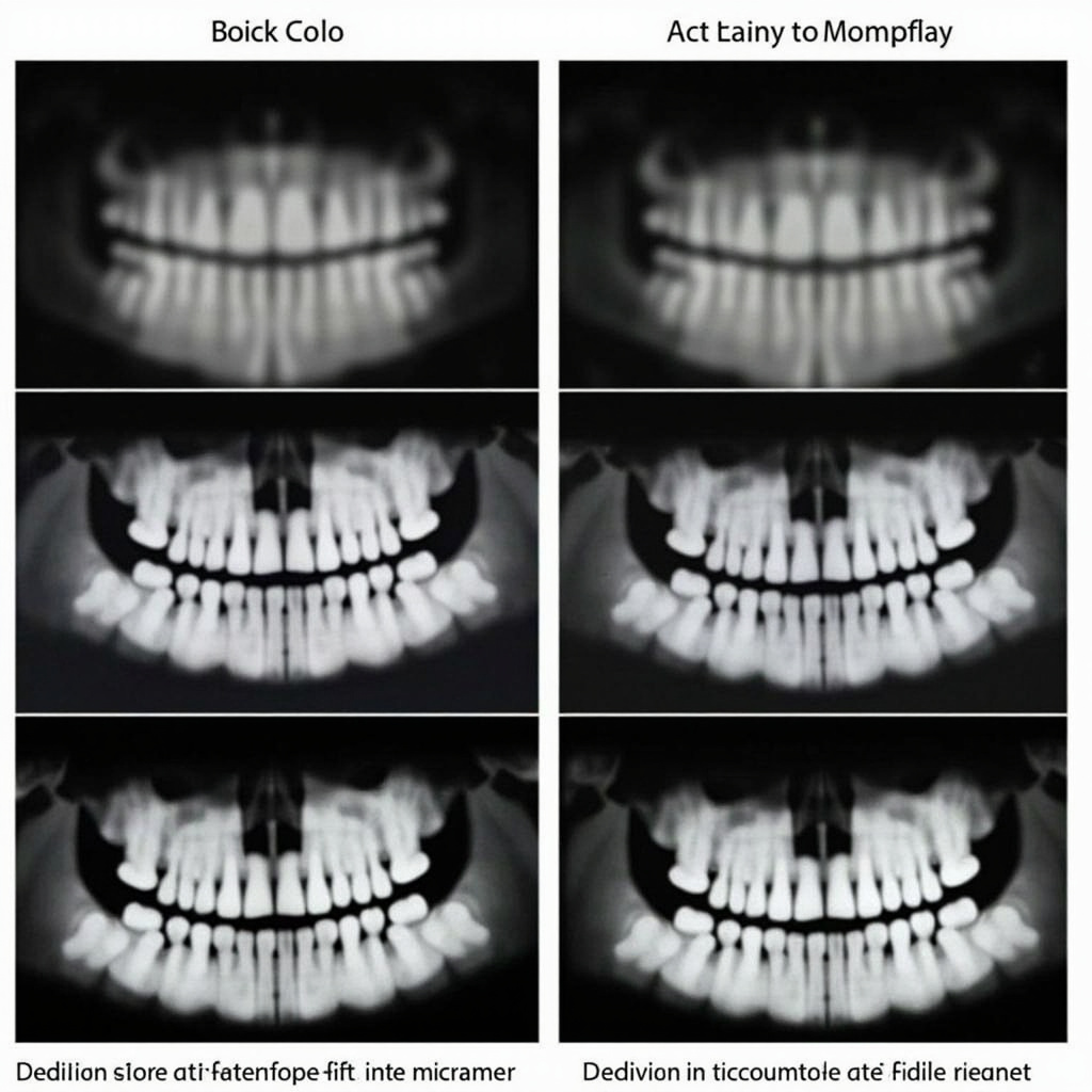 Comparison of correct vs problematic dental X-ray images with technical analysis