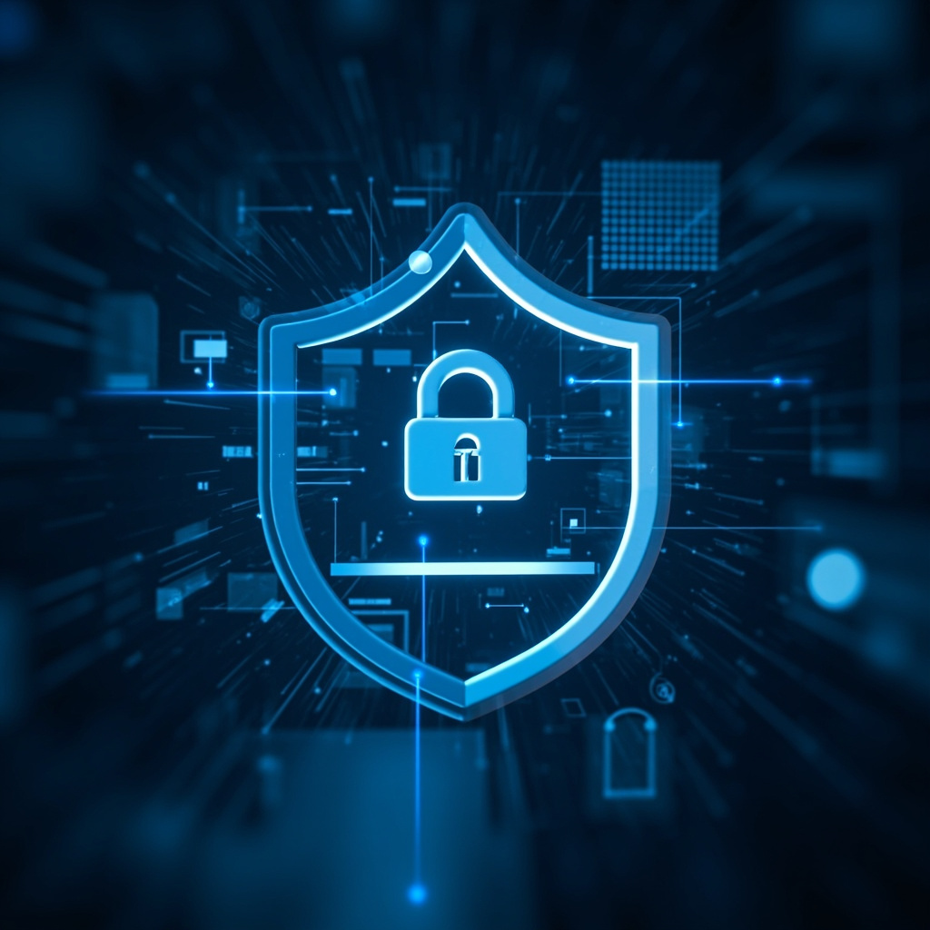 Healthcare data protection with encrypted patient records and cybersecurity shield