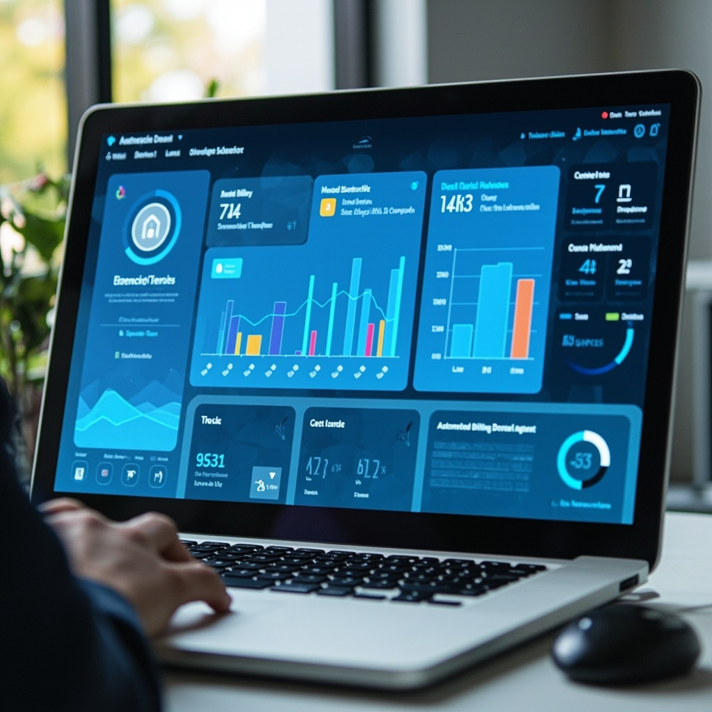 Smart dental practice dashboard showing AI analytics and automated management systems