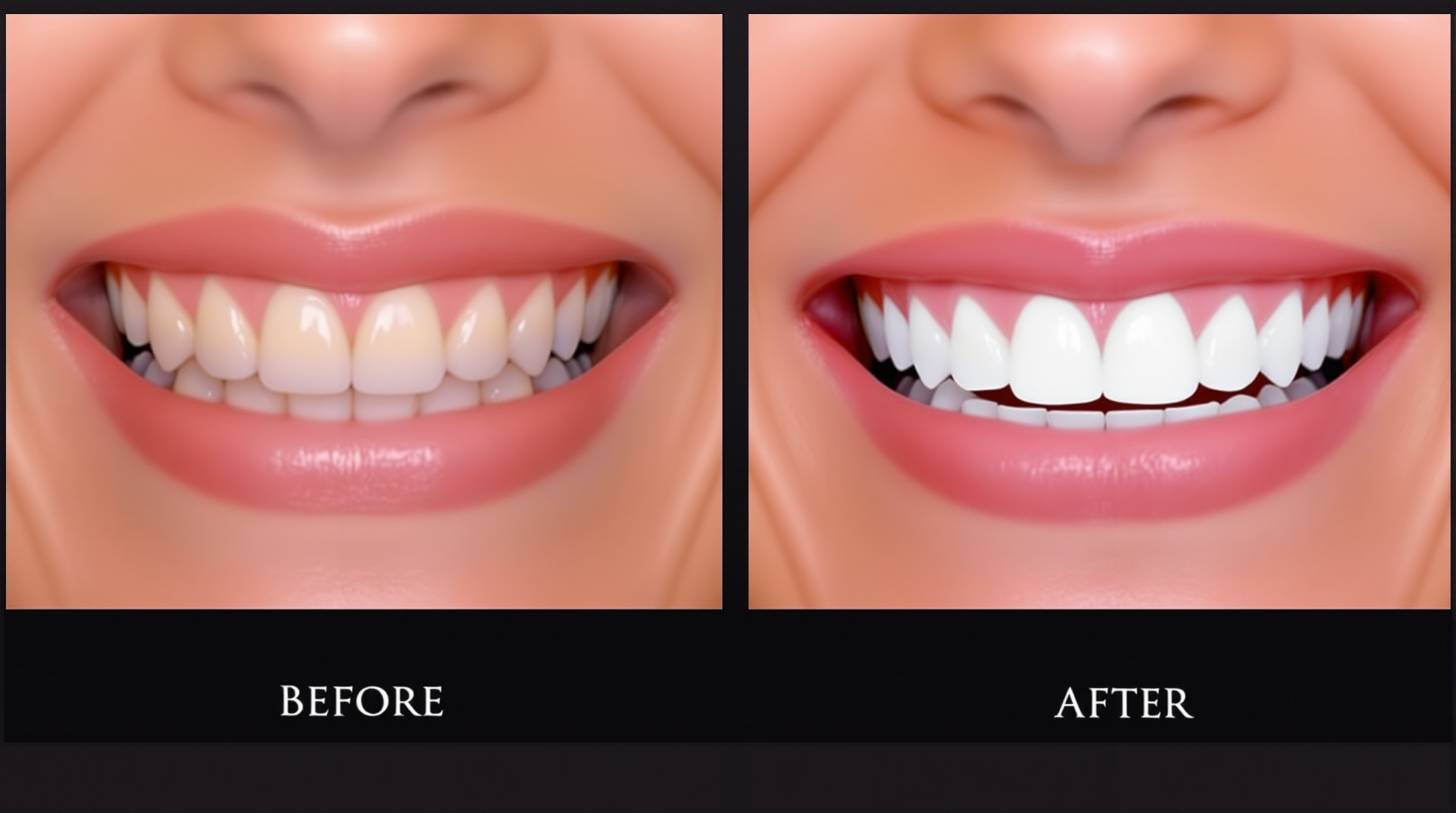 Before and after dental smile transformation comparison showing digital design results