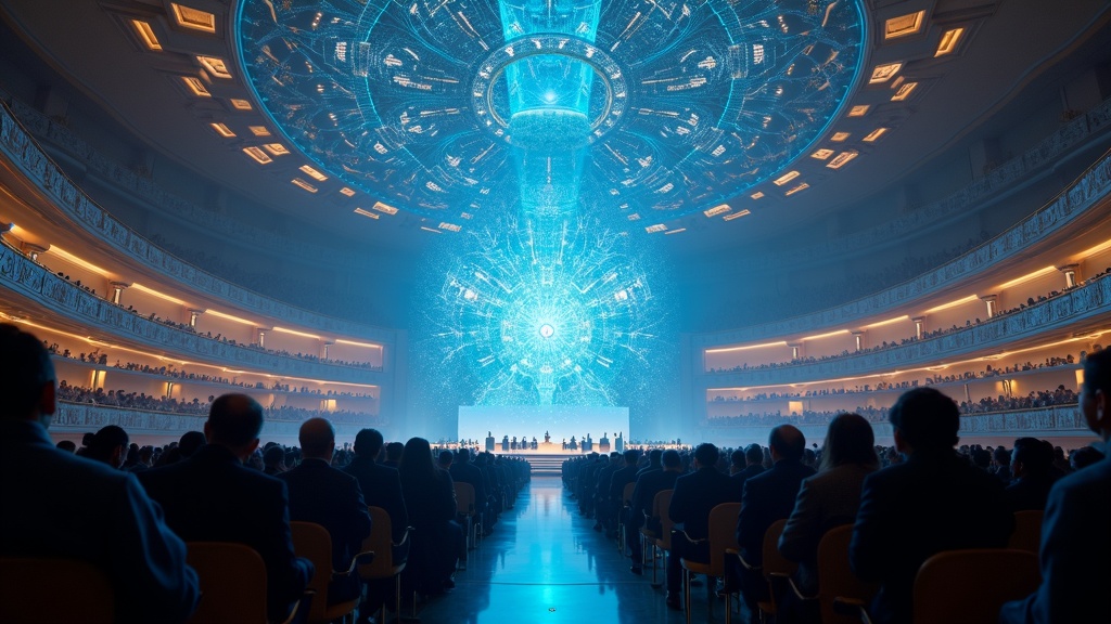 Representación abstracta de la red global de inteligencia artificial y su impacto geopolítico