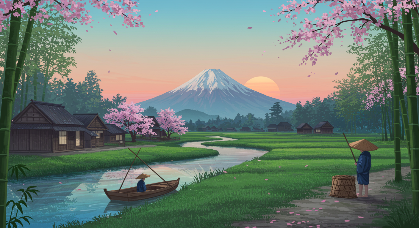 ukiyo-e style landscape