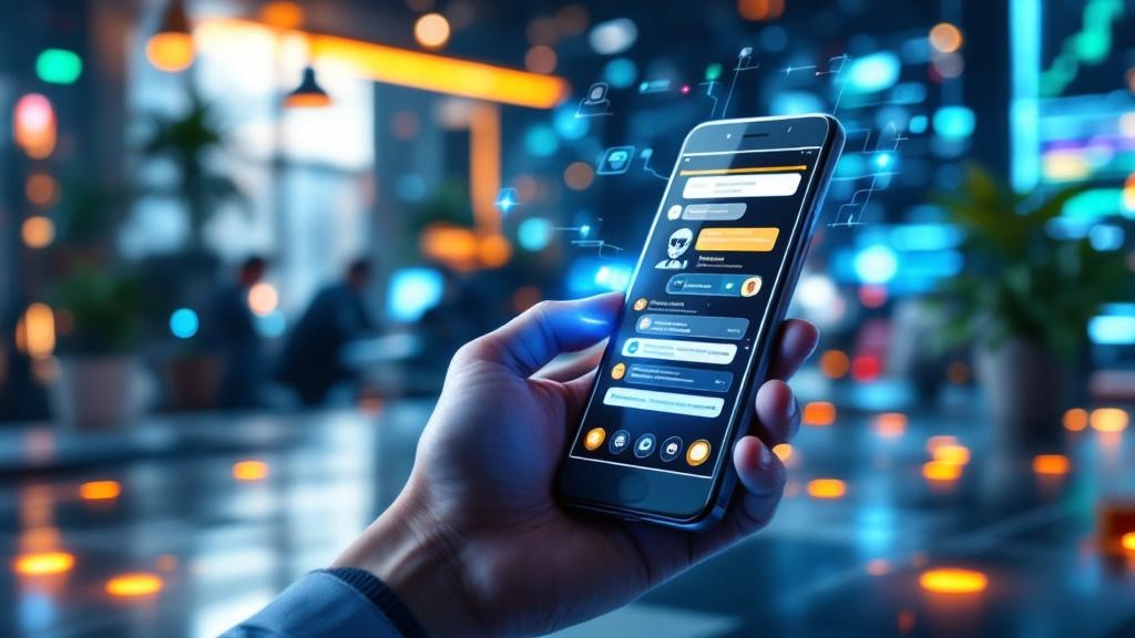 Dueno de empresa respondiendo clientes con chatbot WhatsApp en telefono movil