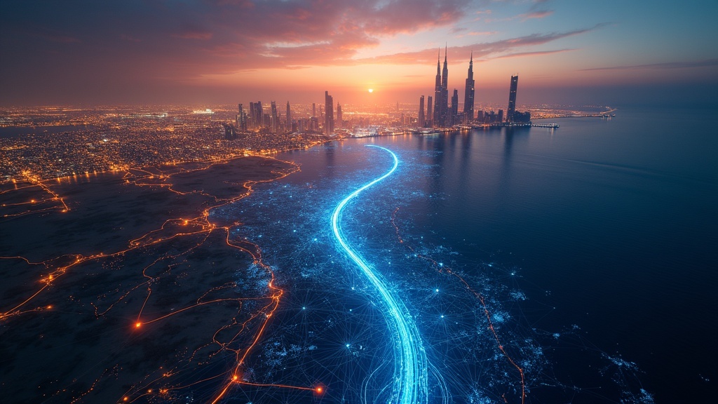 Infraestructura de servidores y fibra óptica en el desierto