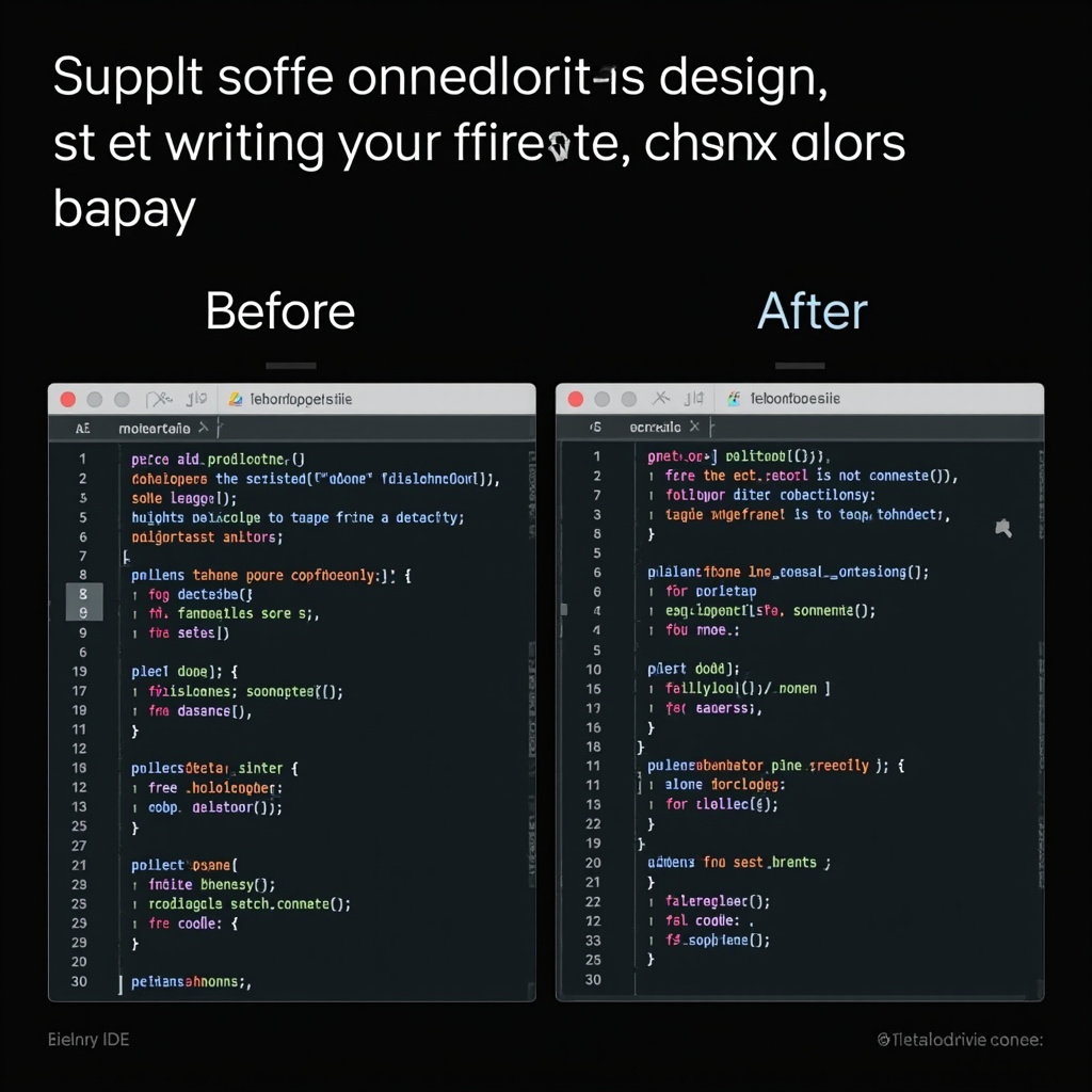 Before and after comparison of traditional coding vs AI-assisted development