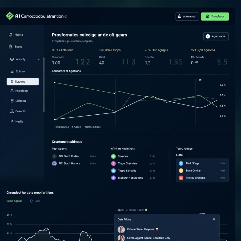 AI workflow automation dashboard showing multiple task queues and agent status