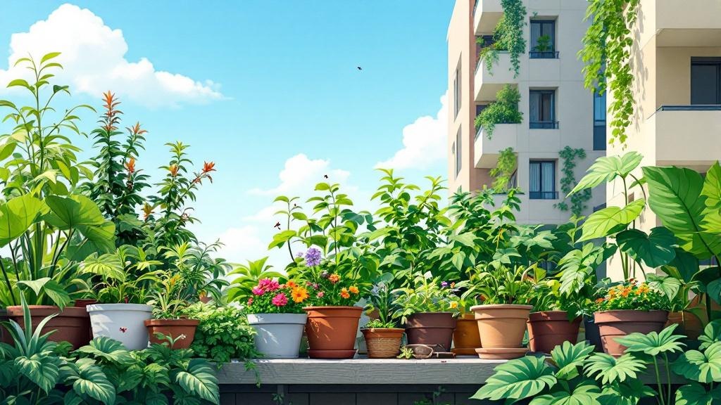 Manos revisando hojas de tomate en busca de plagas en huerto urbano de balcón