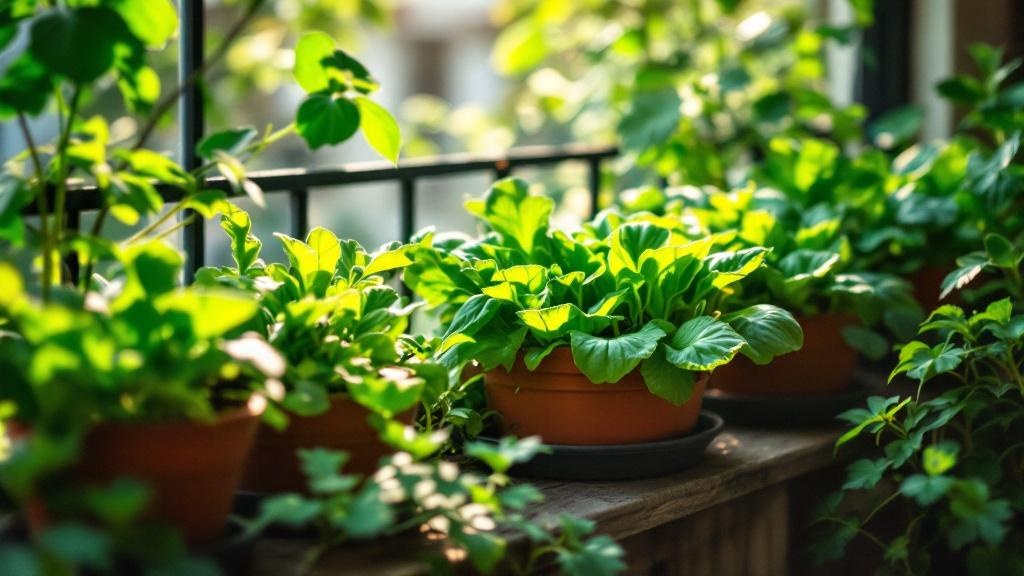 Lechugas verdes frescas listas para cultivar lechugas en maceta sobre mesa de balcón