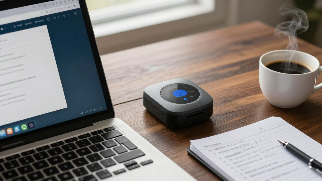 Secure browser and biometric scanner on a modern study desk