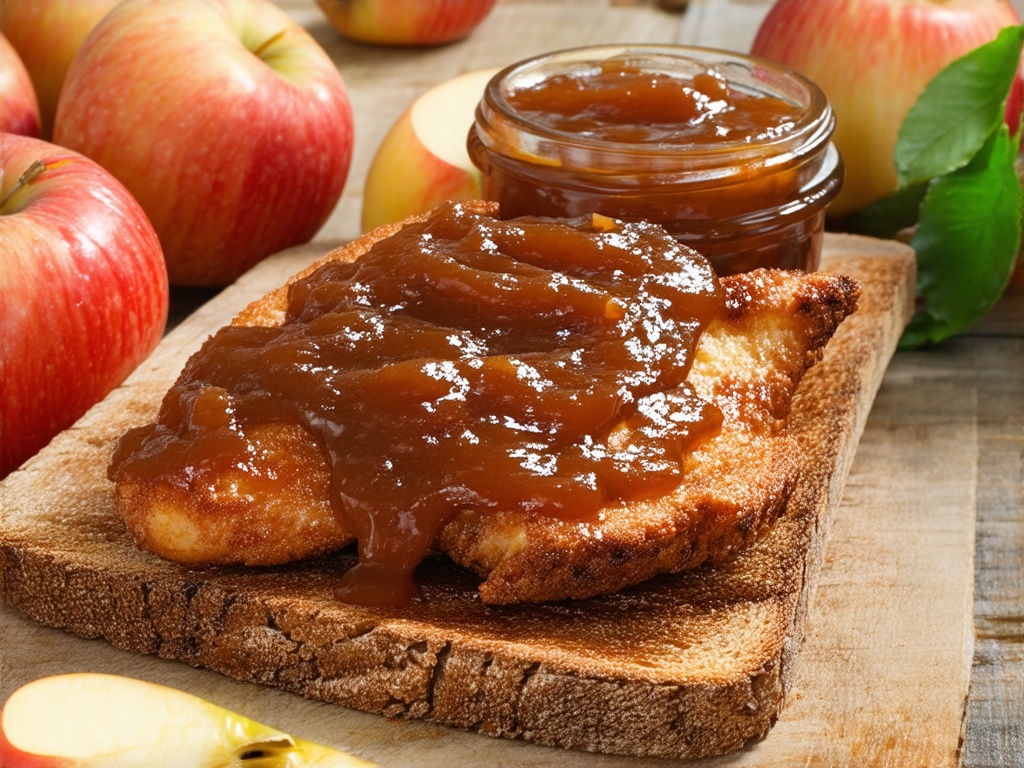 Jar of apple butter ready for cooking