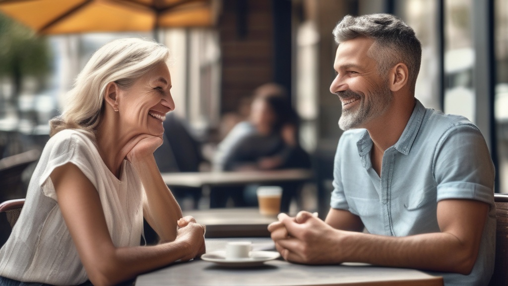 un hombre joven se fija en una mujer mayor