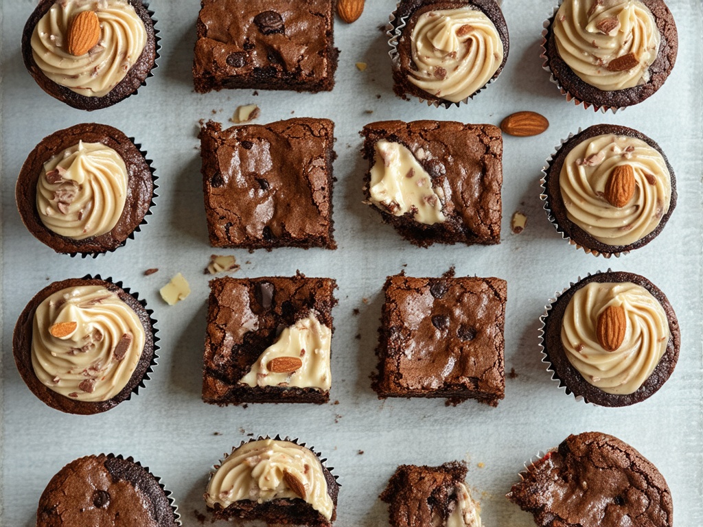 Baking process of almond flour brownies in cupcake pans