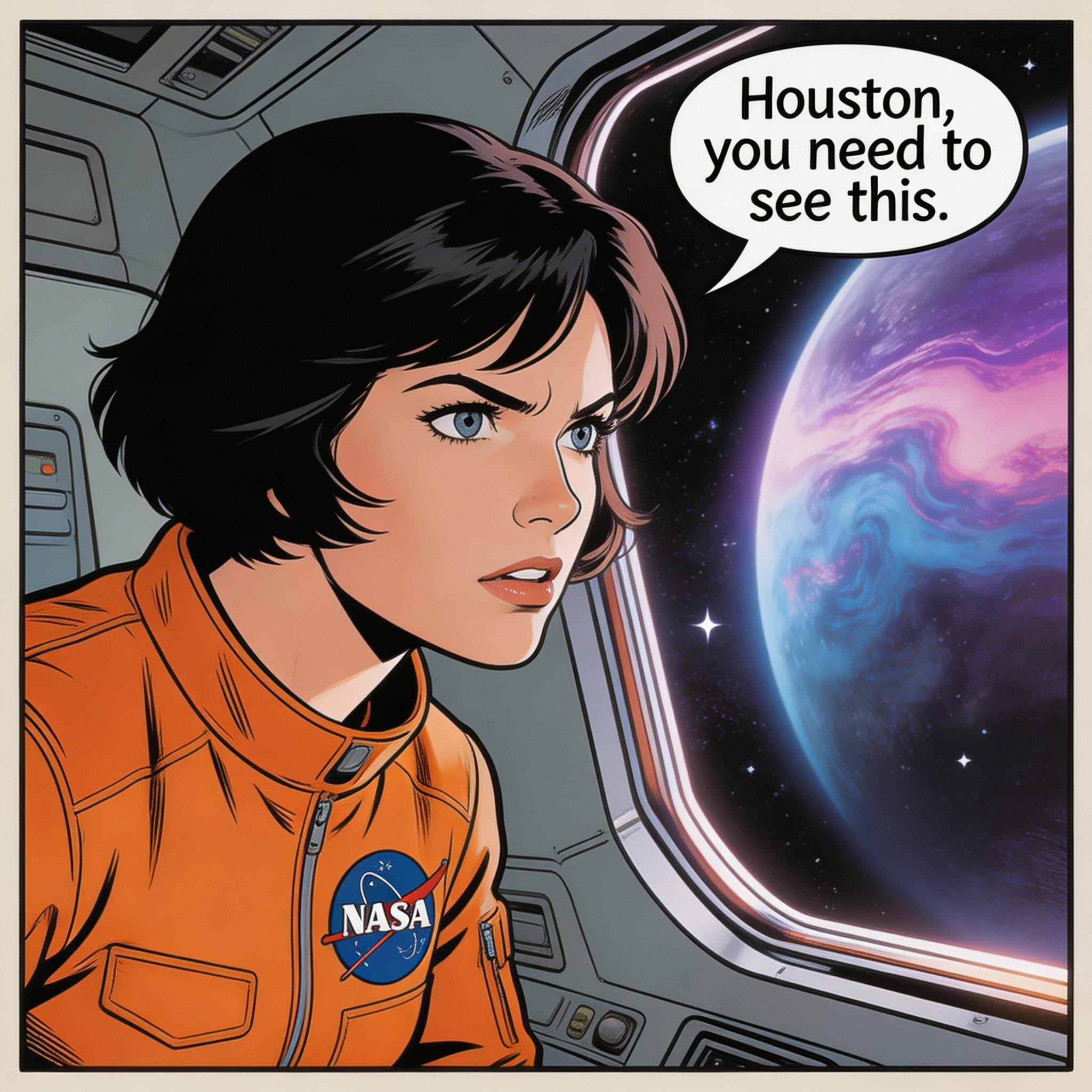 Comic panel showing astronaut discovering a glowing planet