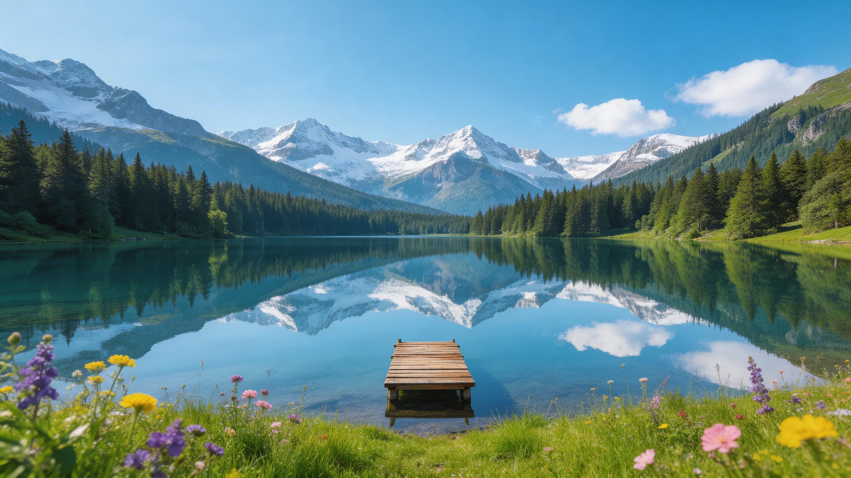 Original summer alpine lake