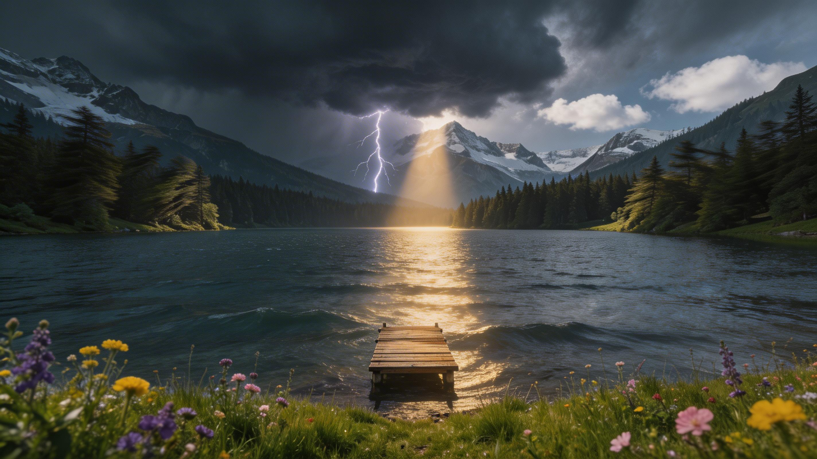 Lake transformed to thunderstorm