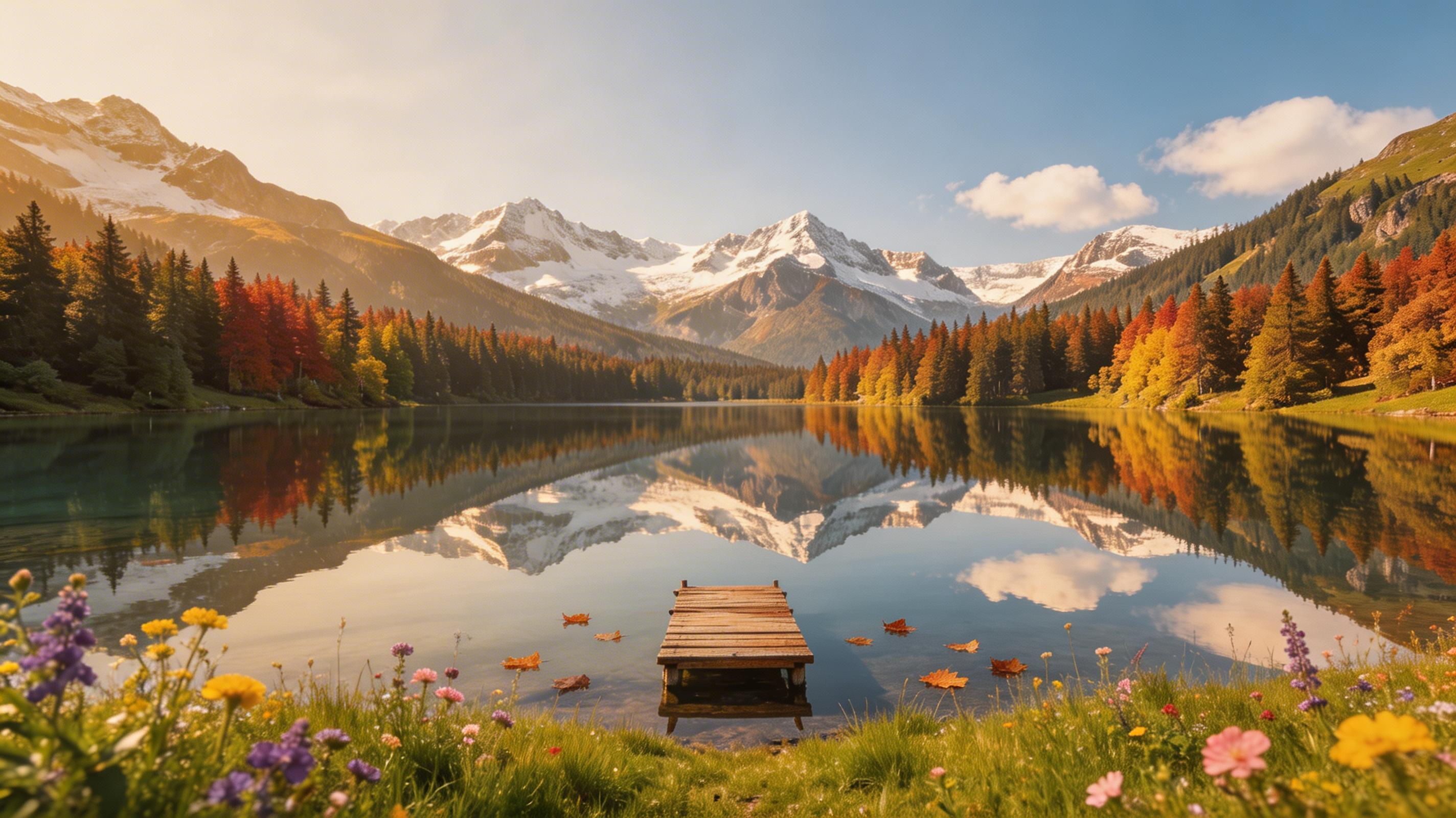 Lake transformed to autumn