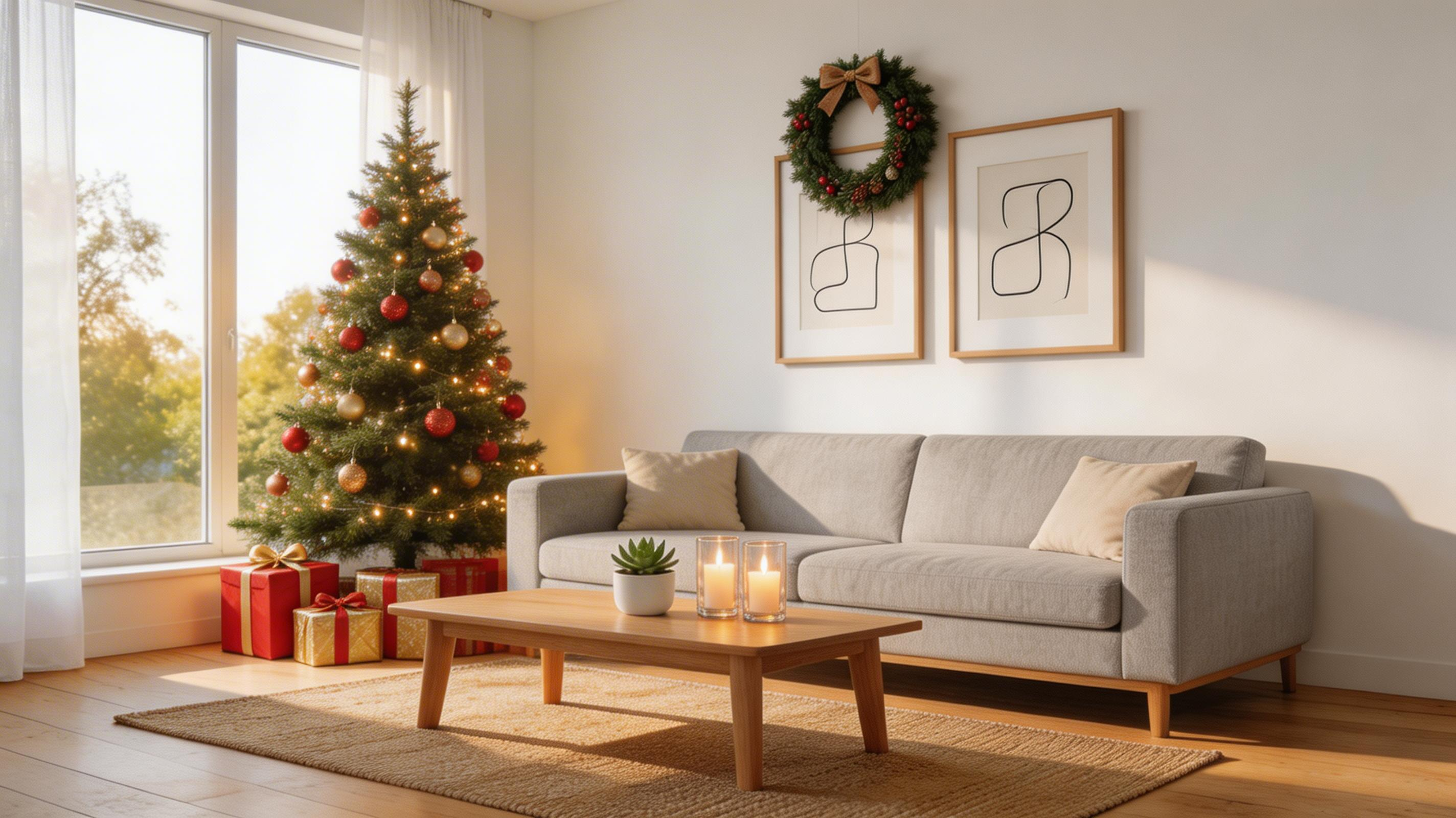 Room transformed with Christmas decorations