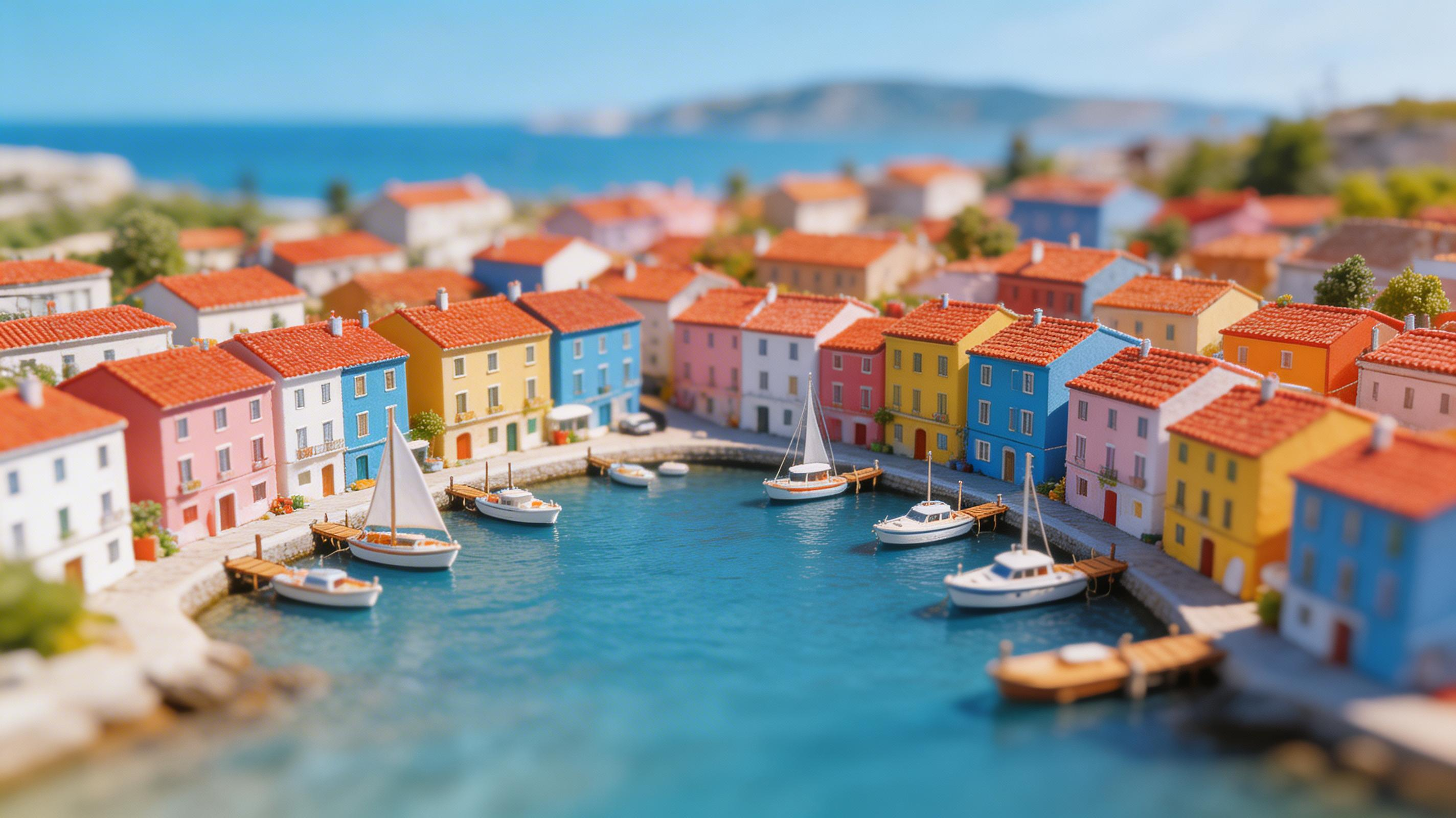 Real town made miniature with tilt-shift blur