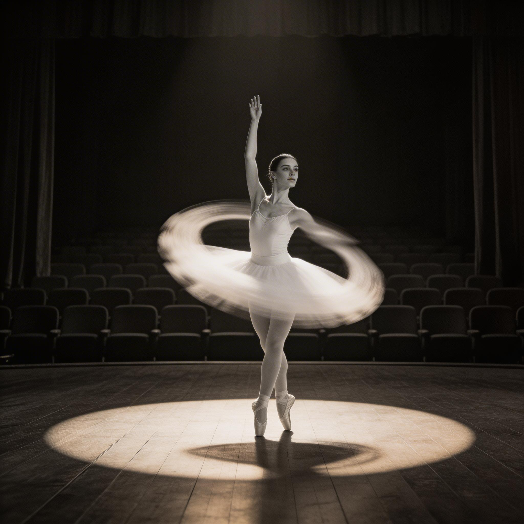 Tutu blurs into a ghostly circle while face stays sharp