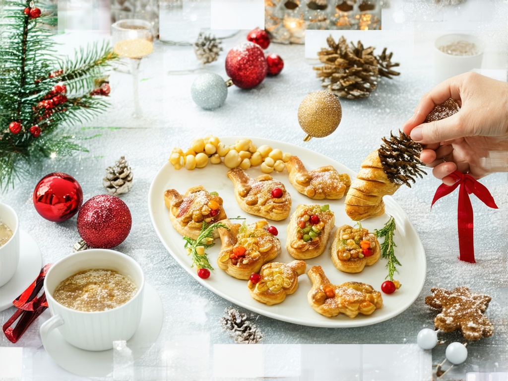 Rich chocolate dessert dip in a bowl surrounded by holiday decorations