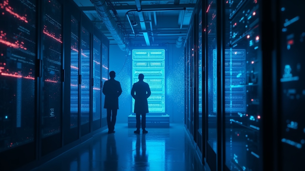 Representación gráfica de la inteligencia artificial de Claude siendo analizada por código